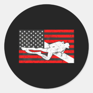 Sticker Rond Diver Drapeau Plongée sous-marine américaine