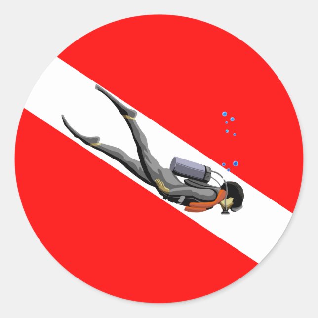 Sticker Rond Diver Et Drapeau (Devant)