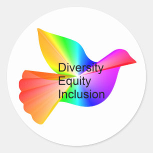 Sticker Rond Diversité Équité Inclusion avec la colombe de paix