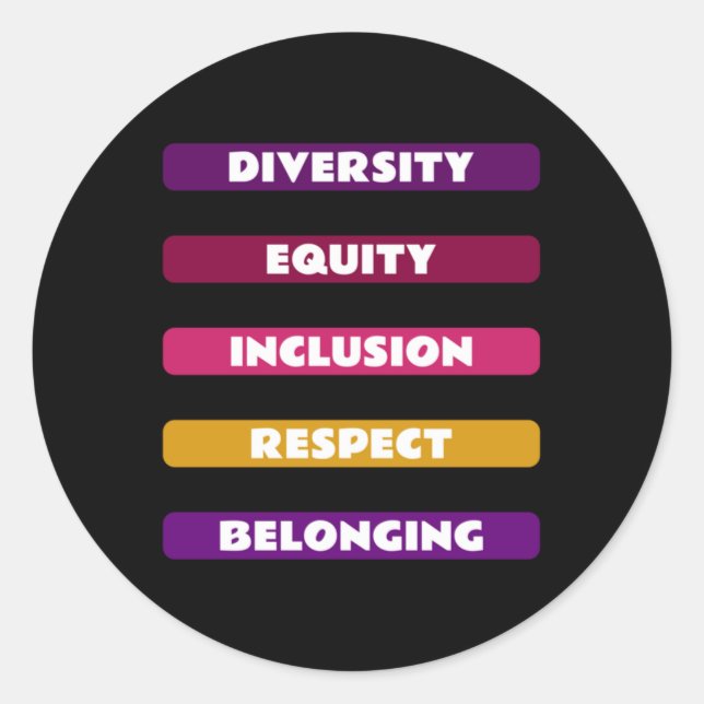 Sticker Rond Diversity Equity Inclusion Respect Belonging Pack  (Devant)