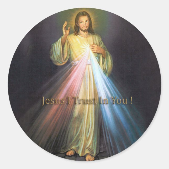 STICKER ROND DIVINE MERCY JESUS JE FAIS CONFIANCE EN VOUS (Devant)