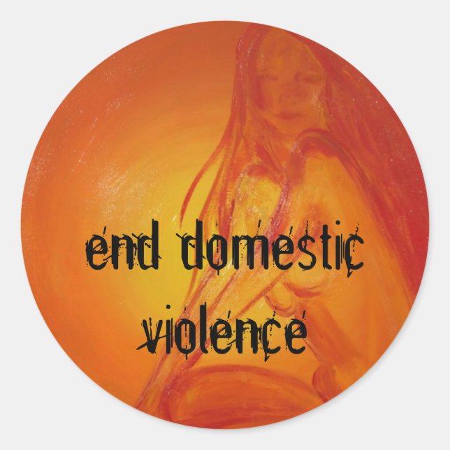 Sticker Rond divinités, mettre fin à la violence domestique (Devant)