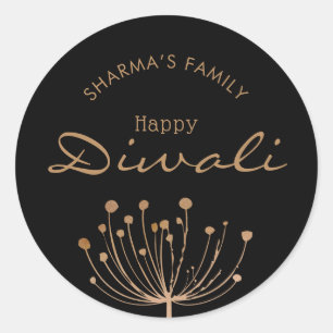 Sticker Rond Diwali noir et or personnalisable