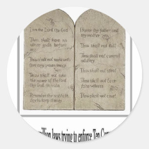Sticker Rond Dix commandements avec la citation