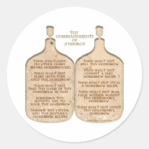 Sticker Rond Dix commandements de Zymurgie