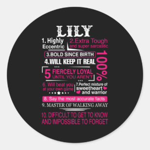 Sticker Rond Dix Faits Sur Le Nom Est Lily Prénom