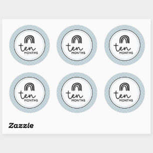 Sticker Rond Dix mois d'arc-en-ciel et jalon pois