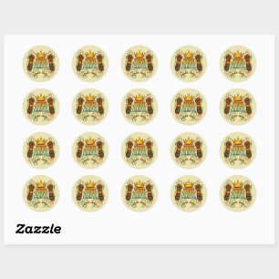 Sticker Rond Dix-septième célébration a levé poings couronne