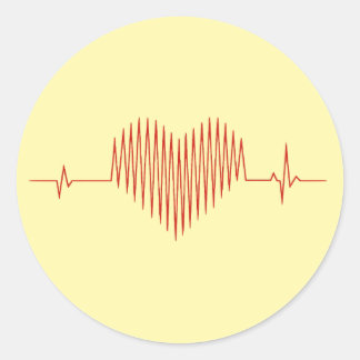 Sticker Rond Dizzy Heartbeat Minimalist EKG Design