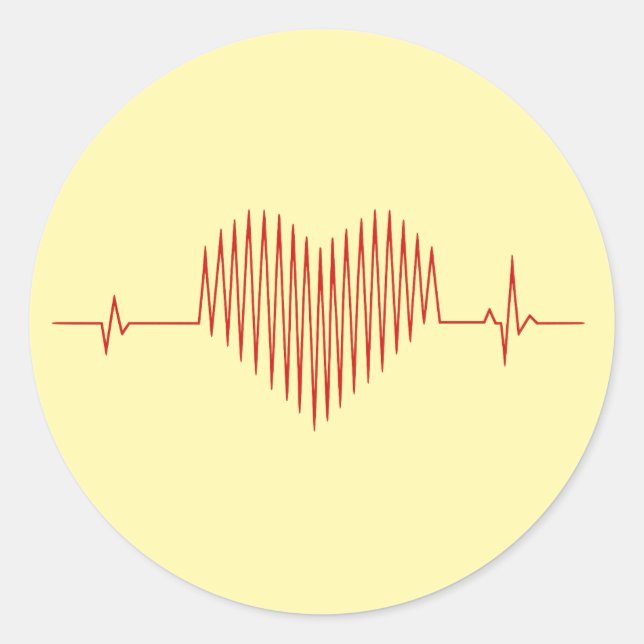 Sticker Rond Dizzy Heartbeat Minimalist EKG Design (Devant)