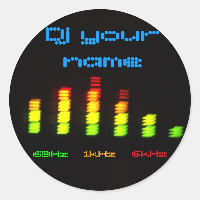 Sticker Rond Dj Ajoutez votre nom Custom Equalizer Bar EQ (Devant)