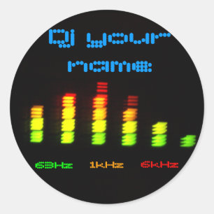 Sticker Rond Dj Ajoutez votre nom Custom Equalizer Bar EQ