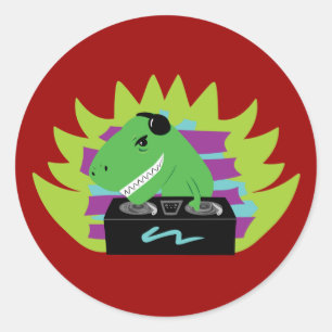 Sticker Rond Dj-asaurus Rex