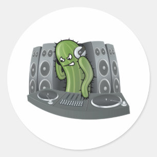 Sticker Rond DJ Cactus Design