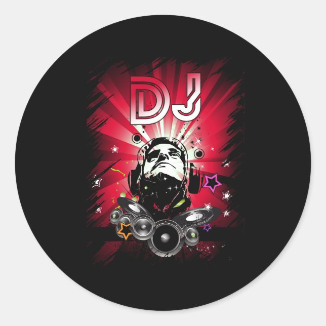 Sticker Rond Dj Music Lover Music Player Sound Cool (Devant)