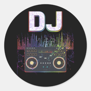 Sticker Rond Dj Music Lover Music Player Sound Cool