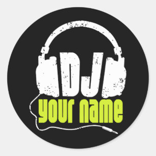 Sticker Rond Dj Personnalisé N'Importe Quel Nom Club Disque Joc