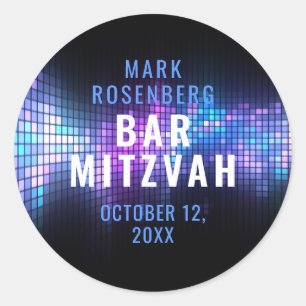 Sticker Rond DJ Techno Dance Party Bar Mitzvah
