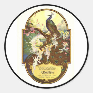 Sticker Rond Djer Kiss Fairies et Peacock