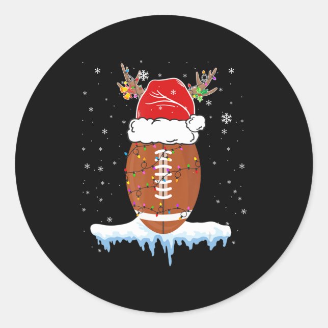 Sticker Rond Do Christmas Football Santa Hat Merry Xmas Footbal (Devant)