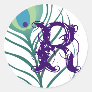 Sticker Rond do-it-yourself Elégante Plume De Peacock