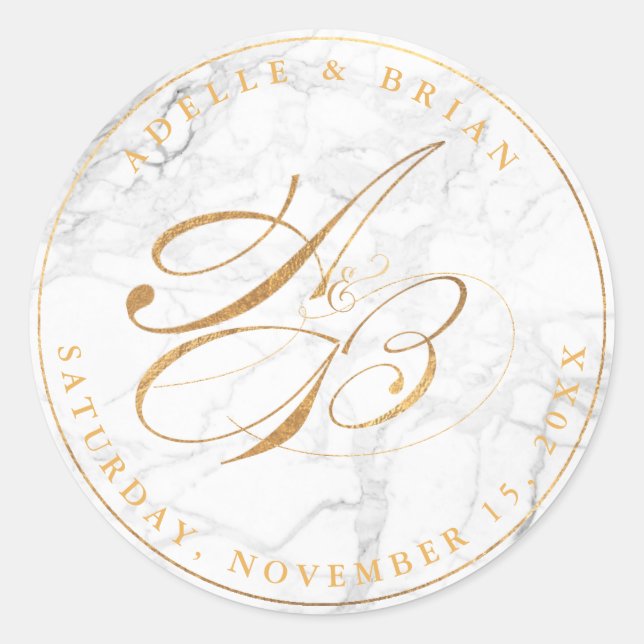 Sticker Rond do-it-yourself Faux Gold Calligraphy Monogrammes/M (Devant)