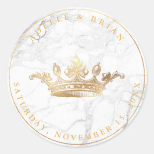 Sticker Rond do-it-yourself Faux Gold Crown avec Pearl+Marbre