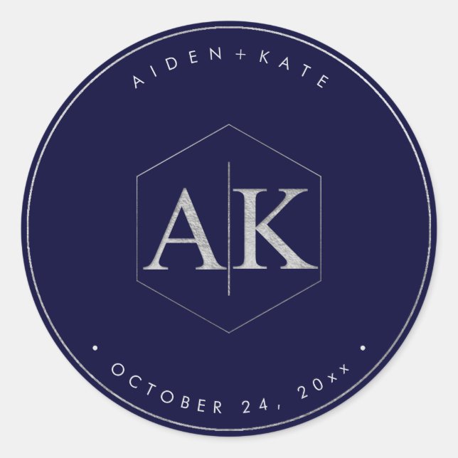 Sticker Rond do-it-yourself Faux Silver Monogramme (Devant)