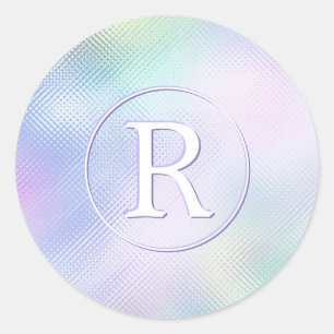 Sticker Rond do-it-yourself Monogramme blanc 3D en cercle, verr