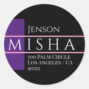 Sticker Rond do-it-yourself nom et adresse / Royal Purple, Blac