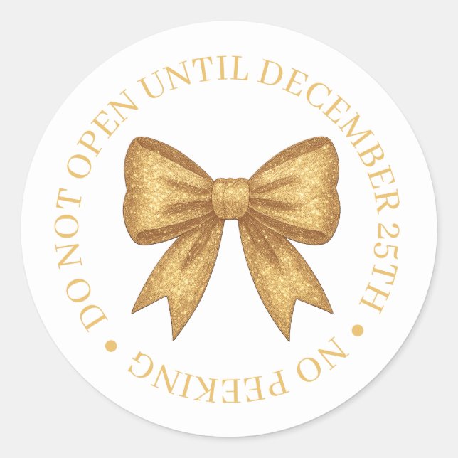 Sticker Rond Do Not Open Until Christmas Gold (Devant)