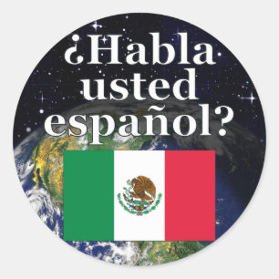 Sticker Rond Do you speak Spanish ? Flag & Earth