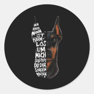 Sticker Rond Doberman Chien Dit Un Cadeau Sans Dommage