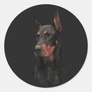 Sticker Rond Doberman Pinscher