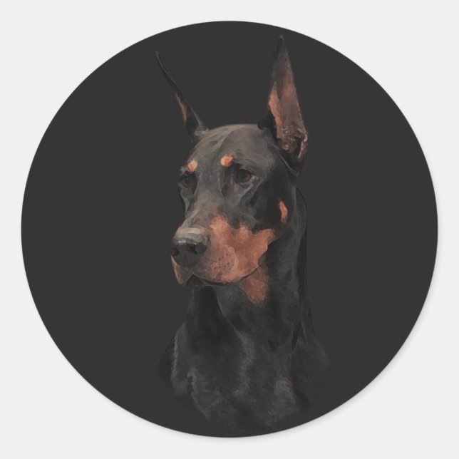 Sticker Rond Doberman Pinscher (Devant)