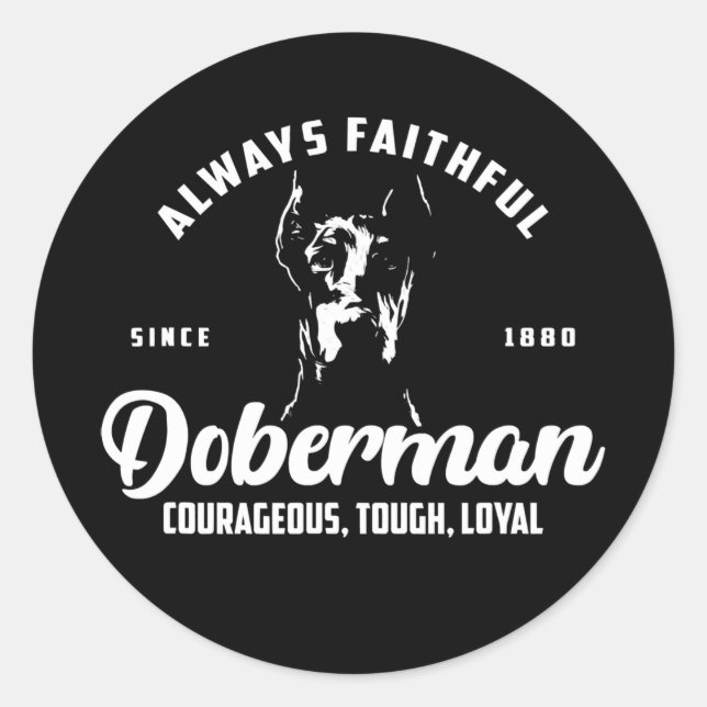 Sticker Rond Doberman Pinscher Dobie Best Doberman Maman Papa (Devant)