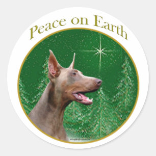 Sticker Rond Doberman Pinscher (isabella) Paix
