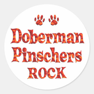 Sticker Rond Doberman Pinschers Rock