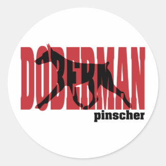 Sticker Rond Doberman Silhouette, mouvement