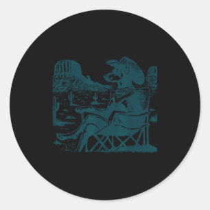 Sticker Rond Doberman vintage cowboy western ufo drôle de chien