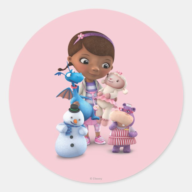 Sticker Rond Doc McStuffins et ses amis animaux (Devant)