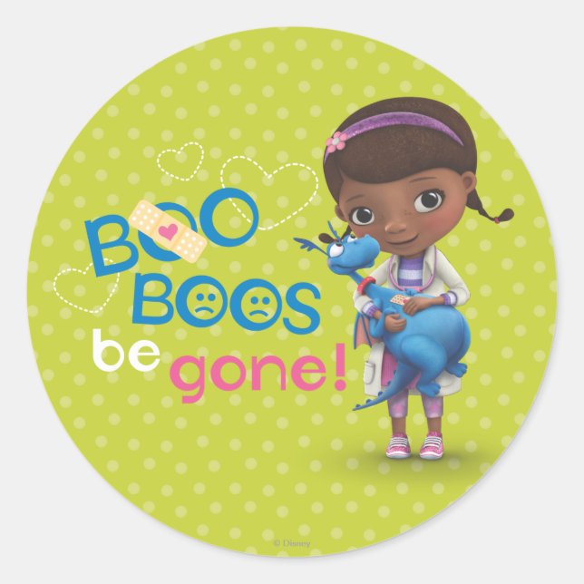 Sticker Rond Doc McStuffins et Stuffy - Boo Boos Be Gone (Devant)