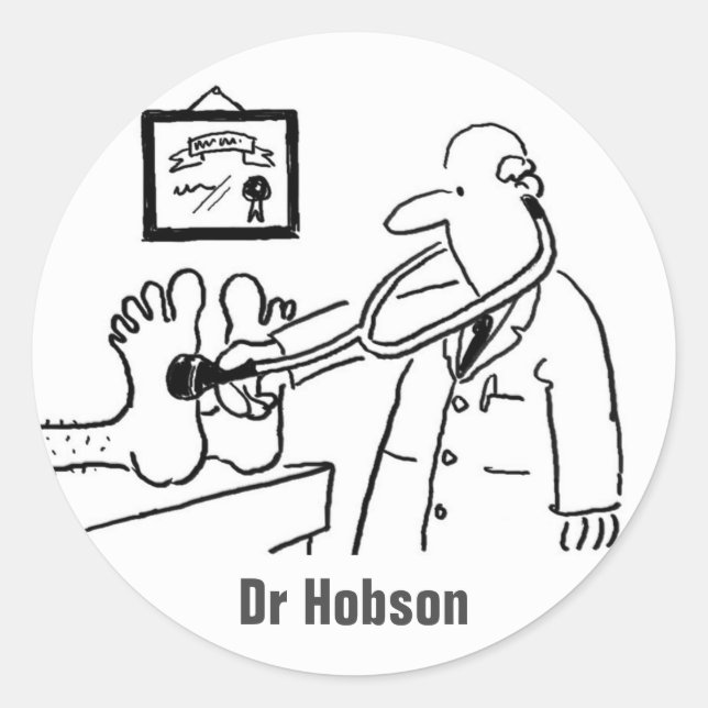 Sticker Rond Docteur avec pied de contrôle de stéthoscope (Devant)
