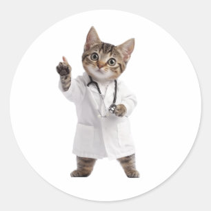 Sticker Rond Docteur Cat