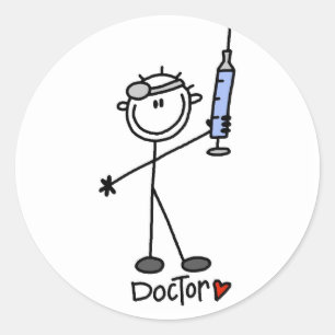 Sticker Rond Docteur de la figure de bâton de base