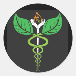 Sticker Rond Docteur en naturopathie Caduceus