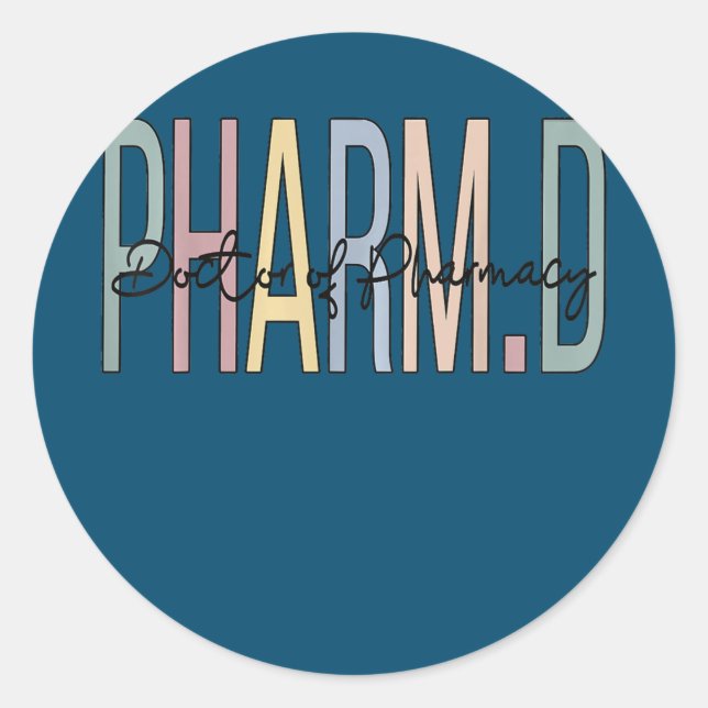 Sticker Rond Docteur En Pharmacie Boho PharmD (Devant)