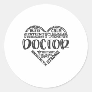 Sticker Rond Docteur, Médecin, MD, coeur PCP