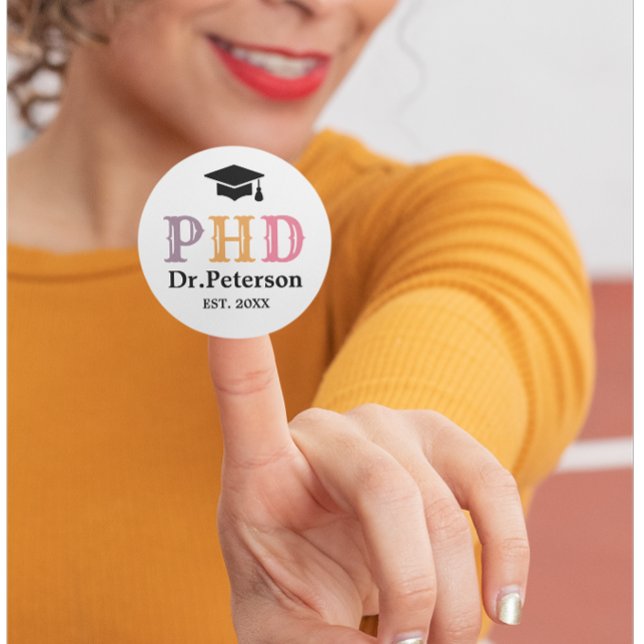 Sticker Rond DOCTEUR OU Doctorat Personnalisé (Créateur téléchargé)