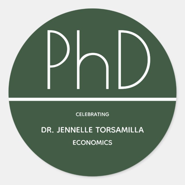 Sticker Rond Doctorat Graduation Party Green (Devant)